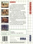 Sega  Master System&nbsp; - &nbsp;Rambo III (Back)